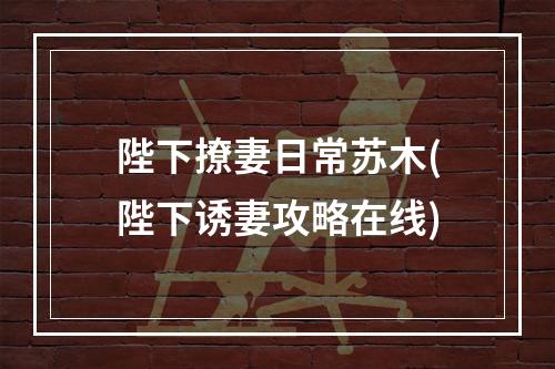 陛下撩妻日常苏木(陛下诱妻攻略在线)