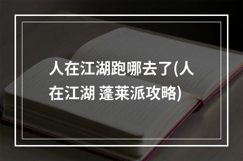 人在江湖跑哪去了(人在江湖 蓬莱派攻略)