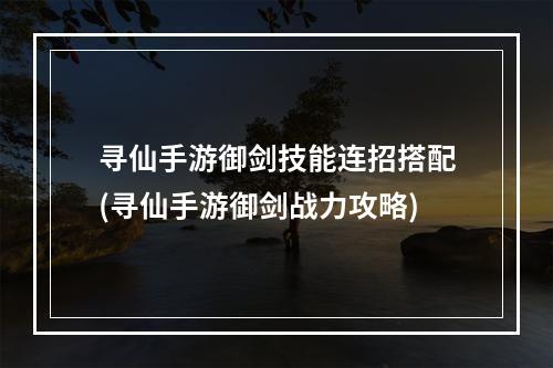 寻仙手游御剑技能连招搭配(寻仙手游御剑战力攻略)