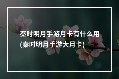 秦时明月手游月卡有什么用(秦时明月手游大月卡)