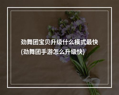 劲舞团宝贝升级什么模式最快(劲舞团手游怎么升级快)