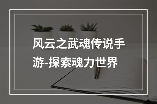 风云之武魂传说手游-探索魂力世界