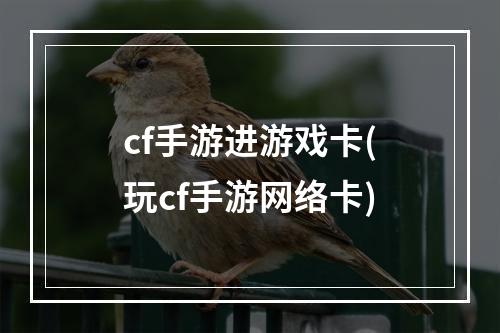 cf手游进游戏卡(玩cf手游网络卡)