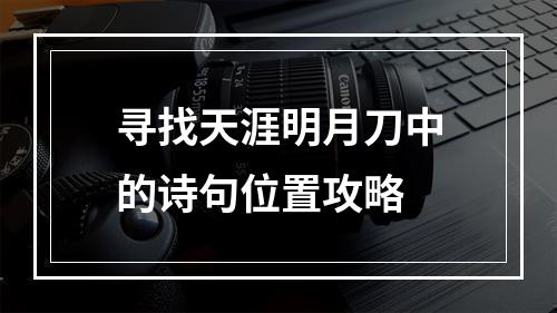 寻找天涯明月刀中的诗句位置攻略