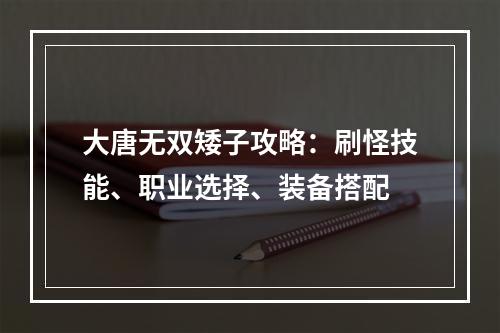 大唐无双矮子攻略：刷怪技能、职业选择、装备搭配