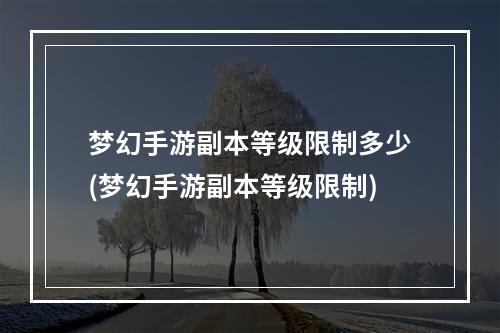 梦幻手游副本等级限制多少(梦幻手游副本等级限制)