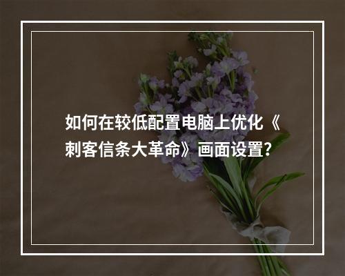 如何在较低配置电脑上优化《刺客信条大革命》画面设置？