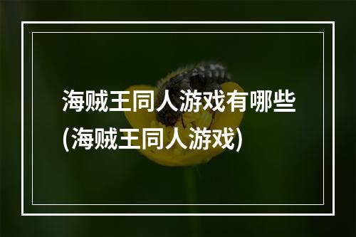 海贼王同人游戏有哪些(海贼王同人游戏)