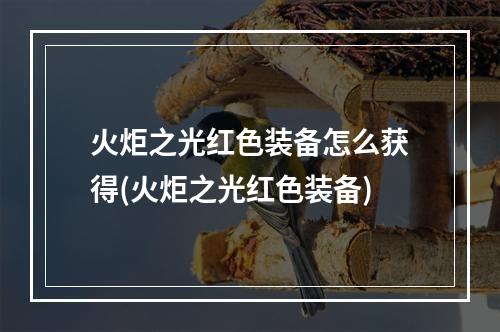 火炬之光红色装备怎么获得(火炬之光红色装备)