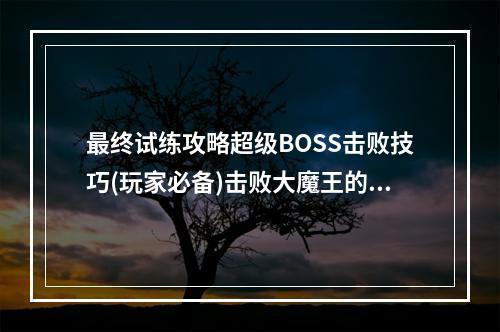 最终试练攻略超级BOSS击败技巧(玩家必备)击败大魔王的秘诀