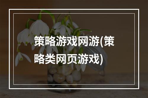 策略游戏网游(策略类网页游戏)