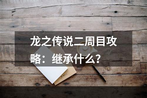 龙之传说二周目攻略：继承什么？