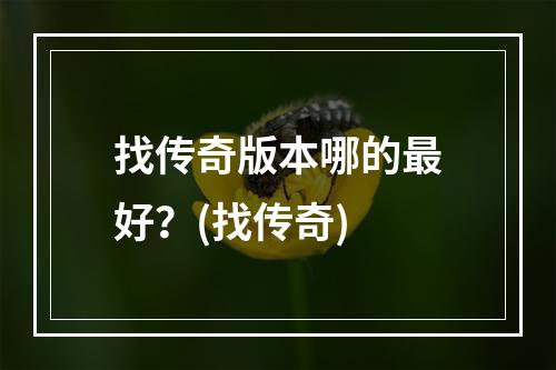 找传奇版本哪的最好？(找传奇)