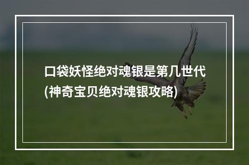 口袋妖怪绝对魂银是第几世代(神奇宝贝绝对魂银攻略)