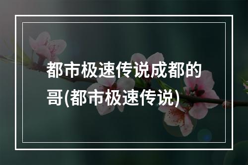 都市极速传说成都的哥(都市极速传说)