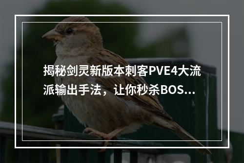 揭秘剑灵新版本刺客PVE4大流派输出手法，让你秒杀BOSS(新版本刺客攻略)(跟随攻略快速掌握剑灵新版本刺客PVE4大流派输出技巧(刺客攻略分享))