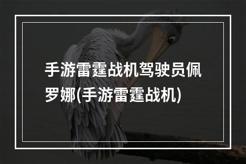 手游雷霆战机驾驶员佩罗娜(手游雷霆战机)