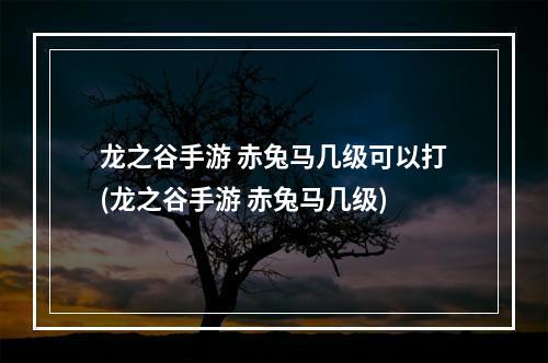 龙之谷手游 赤兔马几级可以打(龙之谷手游 赤兔马几级)