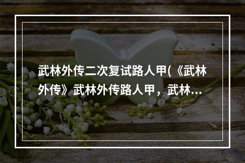 武林外传二次复试路人甲(《武林外传》武林外传路人甲，武林外传路人甲攻略,行走)