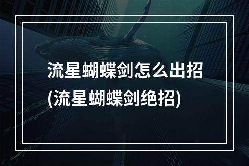 流星蝴蝶剑怎么出招(流星蝴蝶剑绝招)