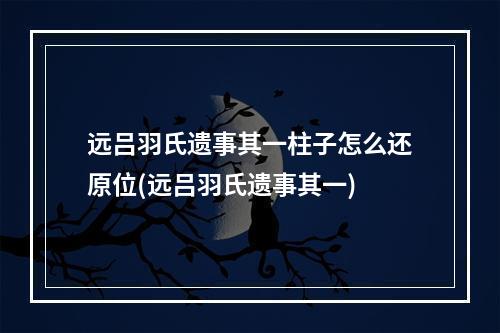 远吕羽氏遗事其一柱子怎么还原位(远吕羽氏遗事其一)