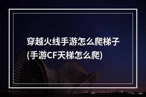 穿越火线手游怎么爬梯子(手游CF天梯怎么爬)