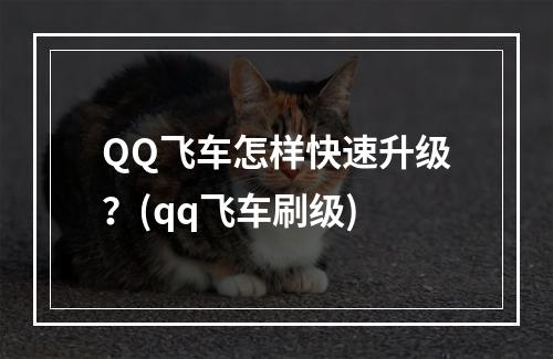 QQ飞车怎样快速升级？(qq飞车刷级)