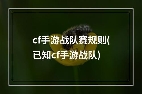 cf手游战队赛规则(已知cf手游战队)