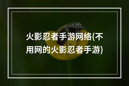 火影忍者手游网络(不用网的火影忍者手游)