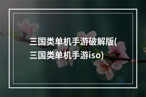 三国类单机手游破解版(三国类单机手游iso)