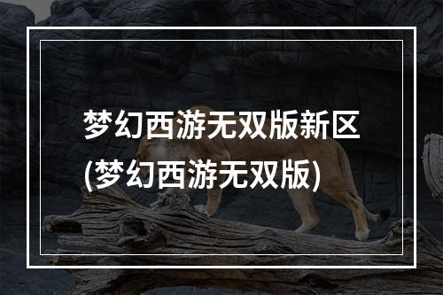 梦幻西游无双版新区(梦幻西游无双版)