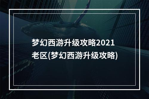 梦幻西游升级攻略2021老区(梦幻西游升级攻略)