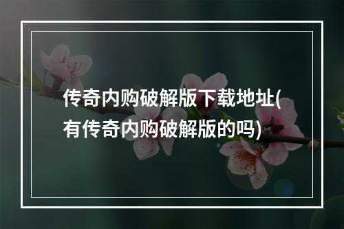 传奇内购破解版下载地址(有传奇内购破解版的吗)