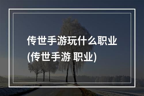 传世手游玩什么职业(传世手游 职业)