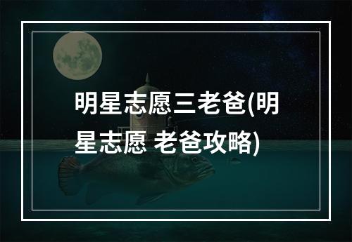 明星志愿三老爸(明星志愿 老爸攻略)