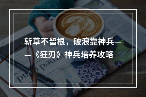 斩草不留根，破浪靠神兵——《狂刃》神兵培养攻略