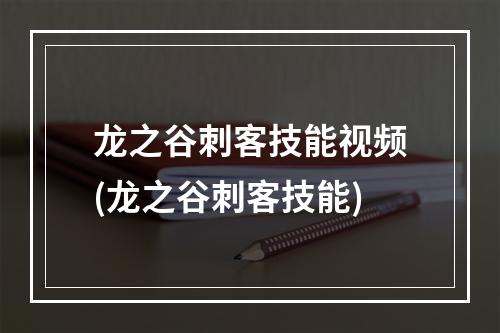 龙之谷刺客技能视频(龙之谷刺客技能)