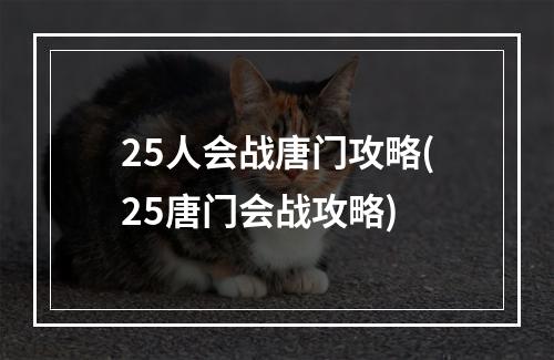 25人会战唐门攻略(25唐门会战攻略)