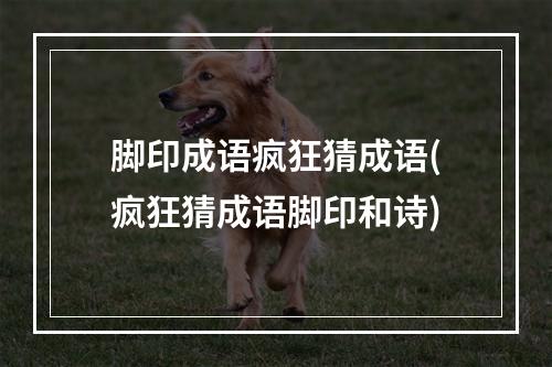 脚印成语疯狂猜成语(疯狂猜成语脚印和诗)