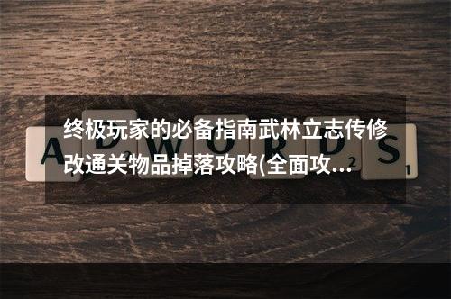 终极玩家的必备指南武林立志传修改通关物品掉落攻略(全面攻略)