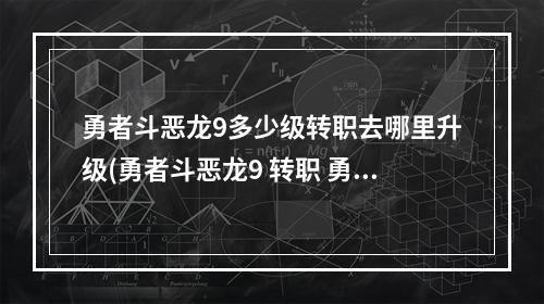 勇者斗恶龙9多少级转职去哪里升级(勇者斗恶龙9 转职 勇者斗恶龙9所有转上职业的攻略)