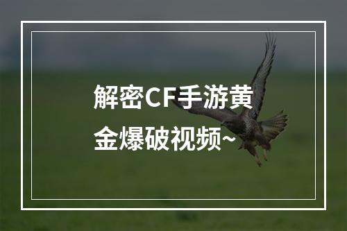 解密CF手游黄金爆破视频~