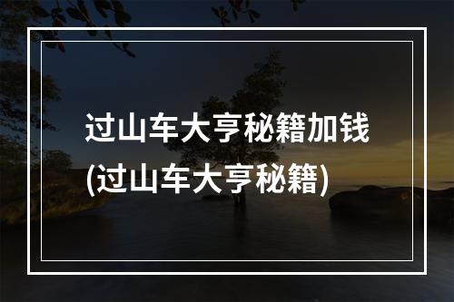 过山车大亨秘籍加钱(过山车大亨秘籍)