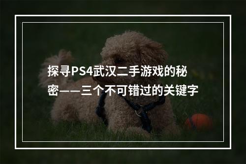 探寻PS4武汉二手游戏的秘密——三个不可错过的关键字