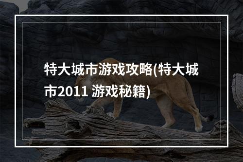 特大城市游戏攻略(特大城市2011 游戏秘籍)