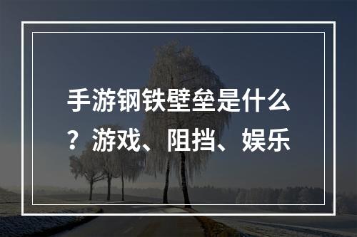 手游钢铁壁垒是什么？游戏、阻挡、娱乐