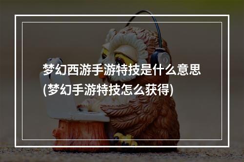 梦幻西游手游特技是什么意思(梦幻手游特技怎么获得)