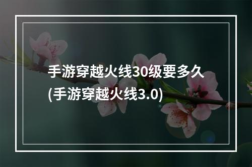 手游穿越火线30级要多久(手游穿越火线3.0)