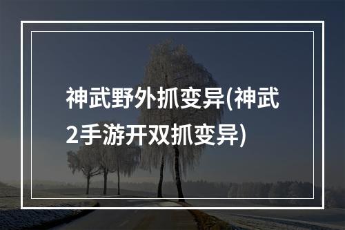 神武野外抓变异(神武2手游开双抓变异)