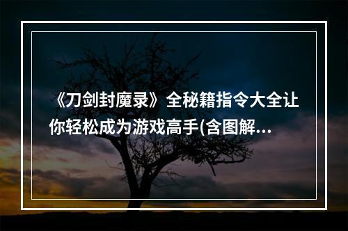 《刀剑封魔录》全秘籍指令大全让你轻松成为游戏高手(含图解)(10个《刀剑封魔录》秘籍让你惊叹原来游戏还可以这样玩！)